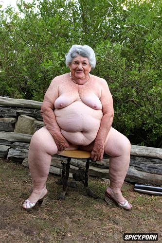 she is short, a camcorder zoom in shot of an old ssbbw hispanic granny naked at beach