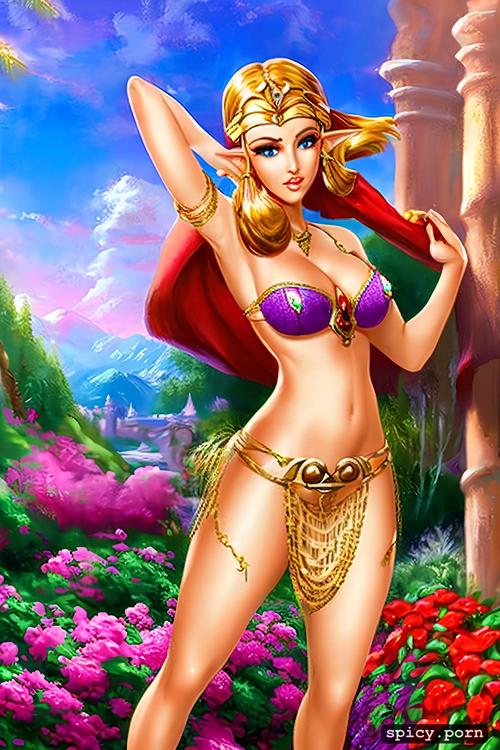 non nude, small bust, princess zelda in skimpy lingerie