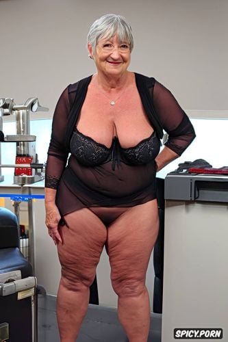 oiled body saggy, grey hair, granny, supermarket, big hips, big ass