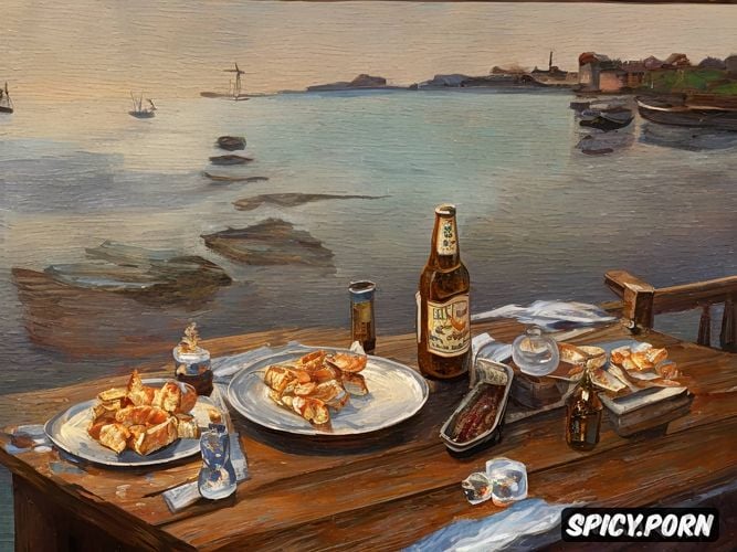 fine art, garlic on a old wooden table, hd, brick wall, sardines in a tin can