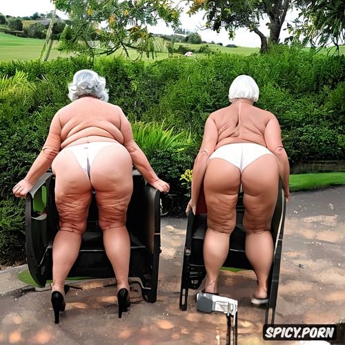 caned granny, gilf, white hair, chubby, saggy tits, reddish swollen buttocks