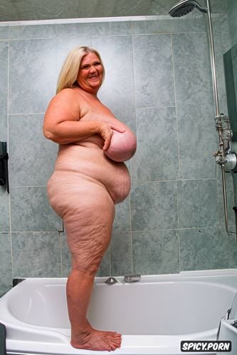 massive saggy boobs, obese, ssbbw, tanned, bathroom, very fat belly