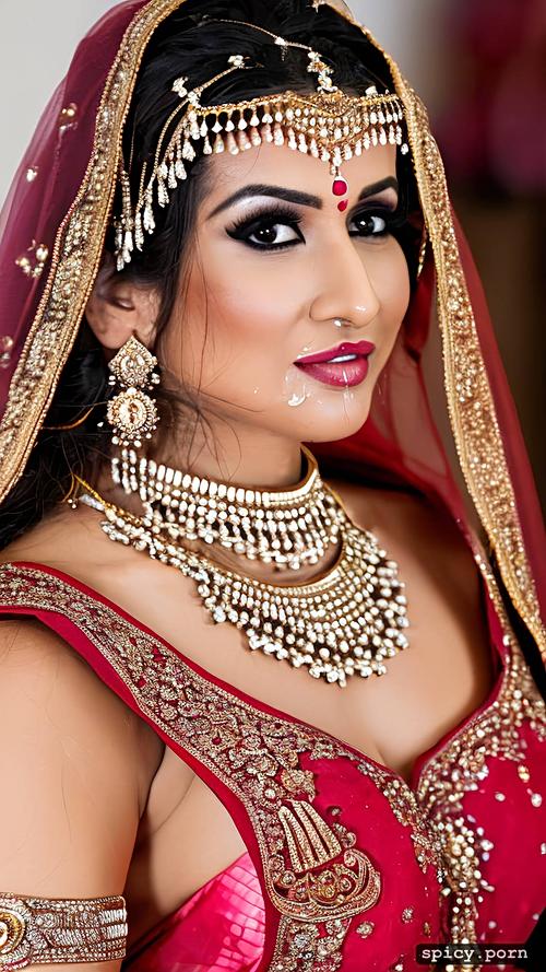 candid professional photography with nikon dslr, the standing beautiful indian bride in wedding hall and get slapped by a muslim dick over his face and get cum all over her face