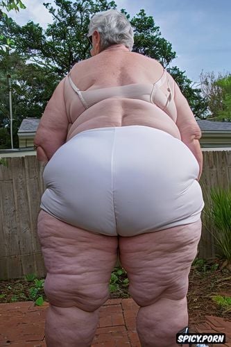 upturned ass, view from below, obese, ssbbw granny, hyper detailed