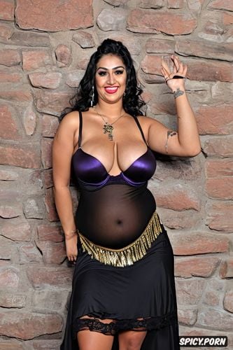 gorgeous persian belly dancer, half view, beautiful belly dance costume