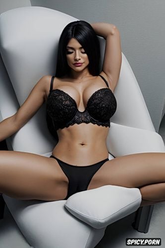 milf body, legs spread, small boobs, in bedroom, stunning, black hair