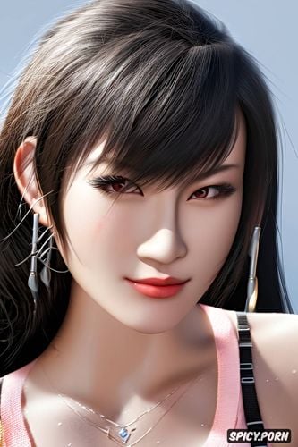 k shot on canon dslr, tifa lockhart final fantasy vii remake portrait beautiful face asian skin masterpiece