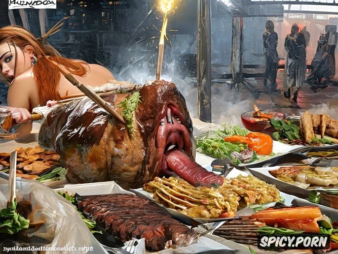 dinner, real scene of how to force a nakedbbw human selfesucideexecuteimpale kill roast bak spitroast cook herself a human bbw impaled on a spitpole analto mouth self cook herself her meat and flesh by self impaled spitroasting herlself as dinner forcannibal