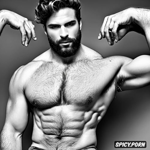 hairy armpits, muscled torso, male, sixpack torso, muscled body