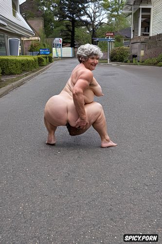 chubby muscle lady, , full body, fat ass, gorgeous, in busy street