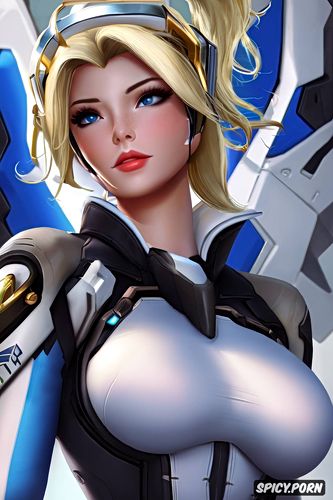 k shot on canon dslr, ultra detailed, mercy overwatch tight outfit portrait beautiful face masterpiece