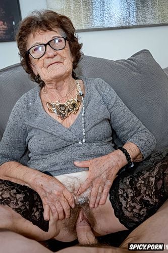 very hairy pussy, brunette hair, glasses, deep fucking, 70 yo german granny