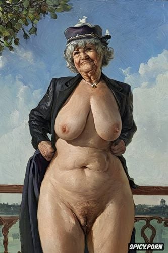 the fat grandmother has nude pussy under her skirt shows open realistyc labia upskirt very old