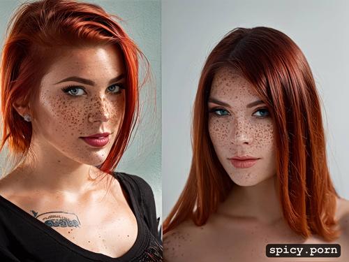 nude, red hair, beautiful 18 yo emo teen with freckles