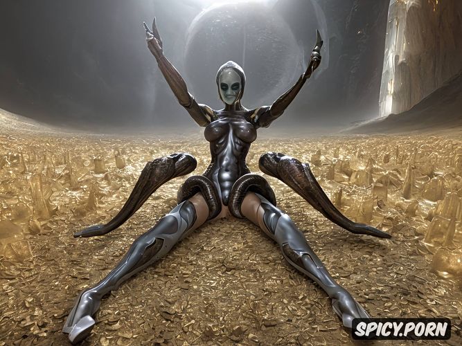 heavy natural breasts, aliens movie, tentacles caress her breasts and thighs and fuck her pussy