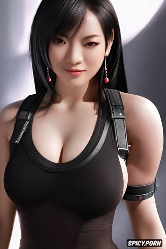 ultra detailed, ultra realistic, tifa lockhart final fantasy vii rebirth sheer black robe soft lights beautiful face asian skin tone portrait