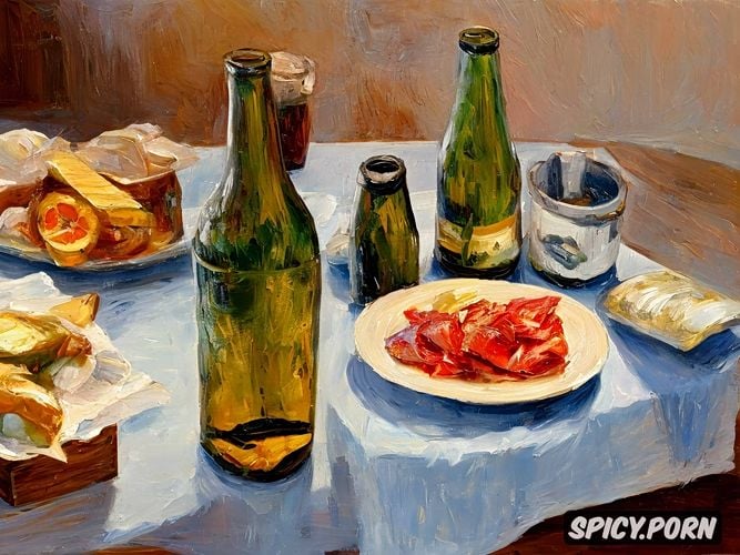 tuna in oil, garlic on a old wooden table, cats, the image shows a still life stilllife