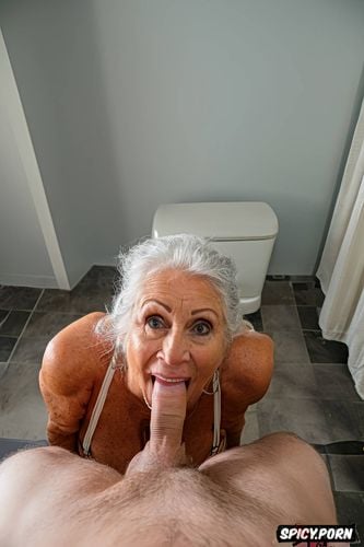 huge thick veiny white dick, laughing granny model face, upset face