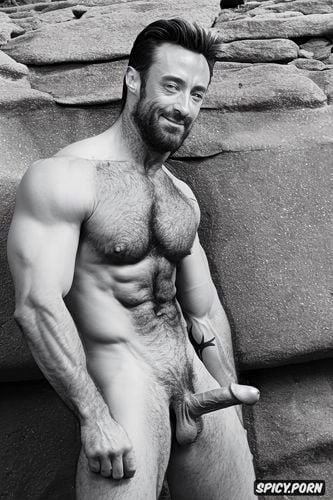 some body hair, big penis, nice abs, solo man body muscular