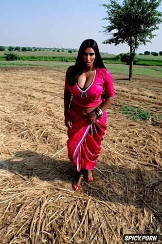 ultra enhanced, ultra realistic photo, a gujarati villager farm worker is sexually exploited by three big powerful panchayat men