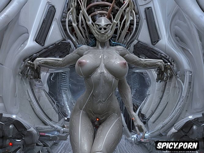 anatomically correct woman, full body, masterpiece, overwhelmed with pleasure as tentacle throttles her pussy