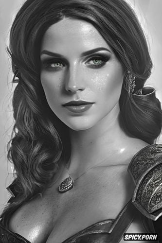 k shot on canon dslr, ultra detailed, masterpiece, triss merigold the witcher wearing armor beautiful face young