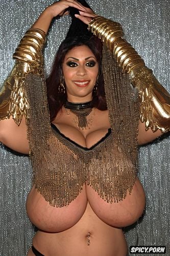 curvy, gold and silver, jewelry, full1 7 body view, intricate beautiful dancing costume with matching top