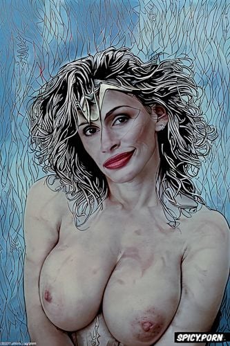 wonderwoman, flat breasts, hairy pussy, looks exactly, julia roberts