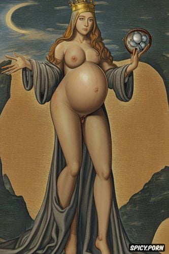 spreading legs shows pussy, altarpiece, masturbating, medieval