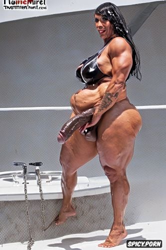 bodybuilder, huge dick, breast expansion, wet, fucking futanari