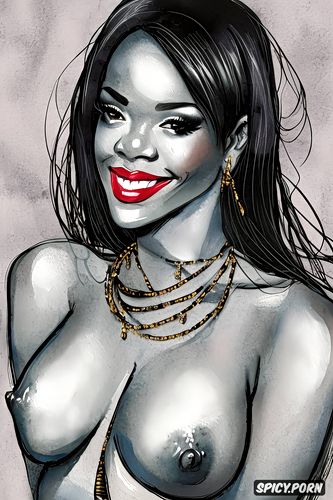 masterpice, rihanna, big tits, lovely smiling face, detailed