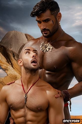 hot gay interracial sex, hot srilankan young muscular nude warrior is fucking from behind hot handsome blonde gay guy