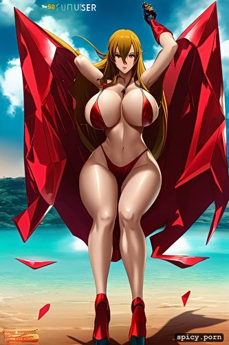 huge boobs, long red nails, high heels, hot beautiful woman