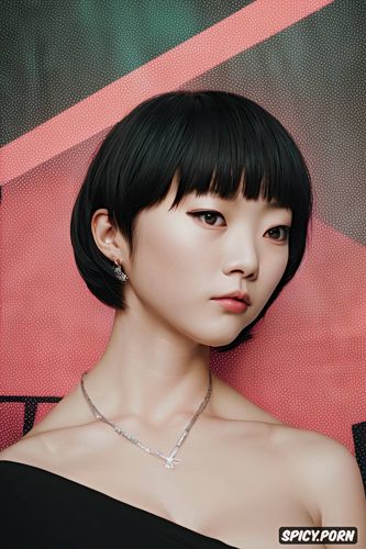 lake, cute face, huge boobs, korean woman, black hair, 60 yo