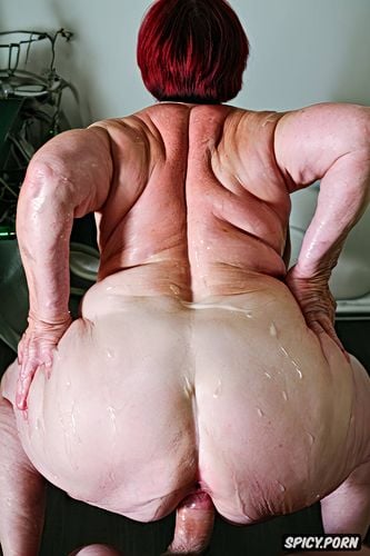 pov, good anatomy, naked, hyperrealistic pregnant pissing muscular thighs red bobcut haircut