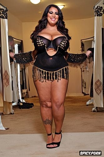 front view, gorgeous1 7 voluptuous tunesian belly dancer, nude