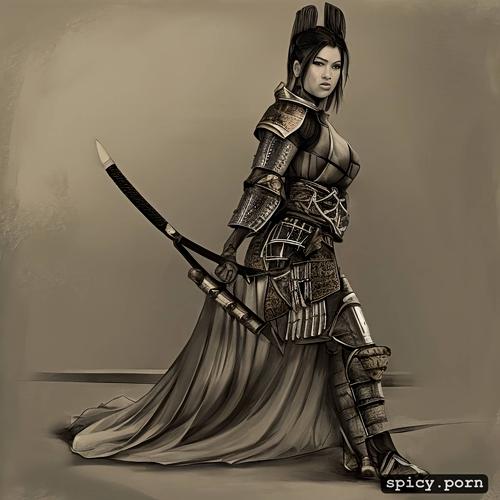 european, knight, samurai, japanese, fighting, realistic, female