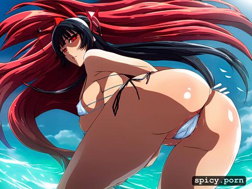 hentai, labia, very long hair, red eyes, big butt, black hair accessory