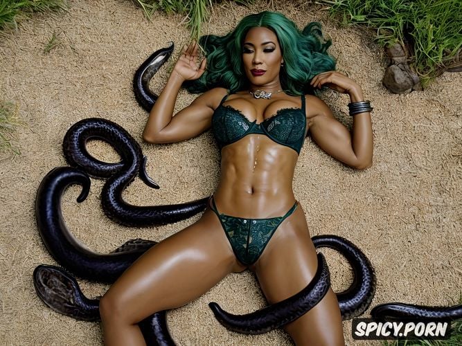 tentacle dark giant anaconda thick, long legs, toned muscles
