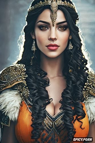 game of thrones, ultra realistic, beautiful, long soft dark black hair in curly ringlets