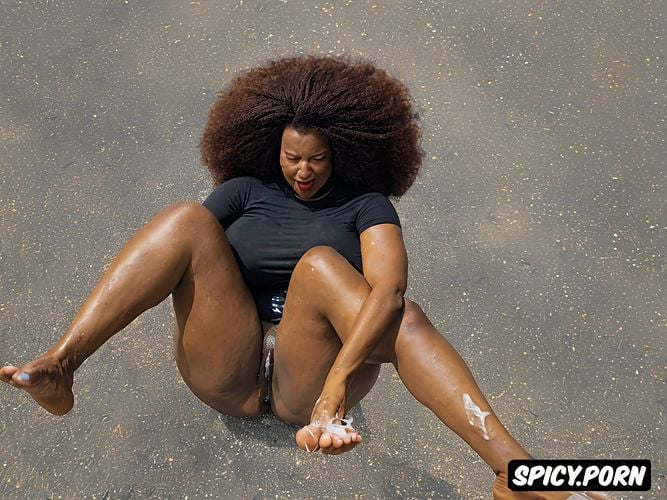 sexy toes cover in s lot of cum, cum on toes, massive huge big red afro intricate nappy messy hair
