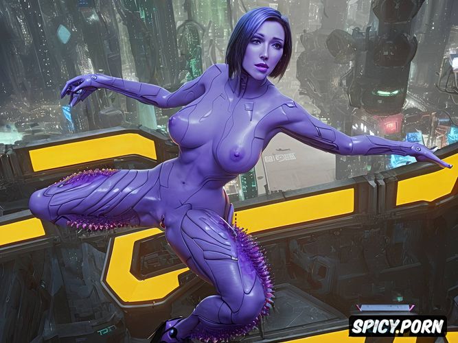 jodie comer as cortana from halo, high heels, being ambush fucked