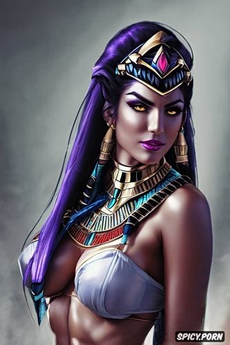 widowmaker overwatch female pharaoh ancient egypt pharoah crown royal robes beautiful face portrait muscles