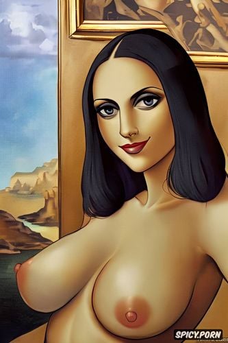 mona lisa, painted in the style of tamara de lempicka, big tits