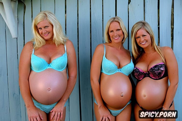 sex outfit, gazing into camera, pregnant, image of four cute americans blondes naked sexy gilfs women