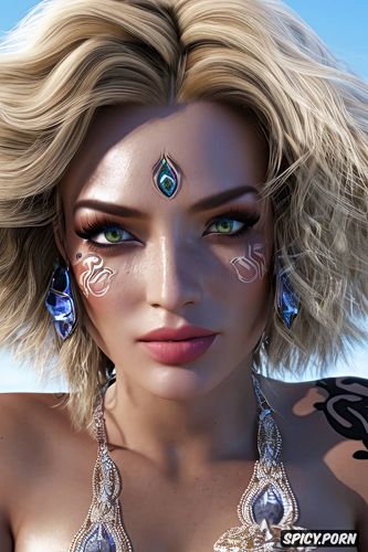 full body shot, ultra realistic, cindy aurum final fantasy 15 beautiful face tattoos