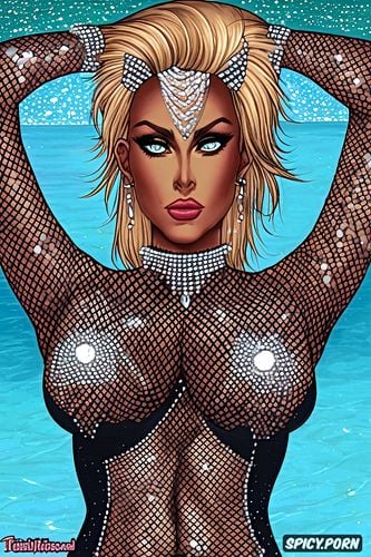 nautilus hard body diamonds lake choker woman, fishnet bodysuit