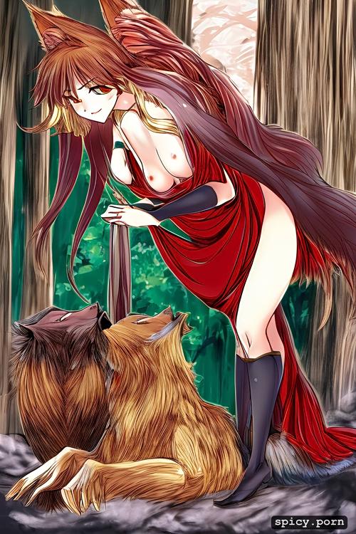 fairy tales, red dress, wolf, german, animal, cosplay, grimm