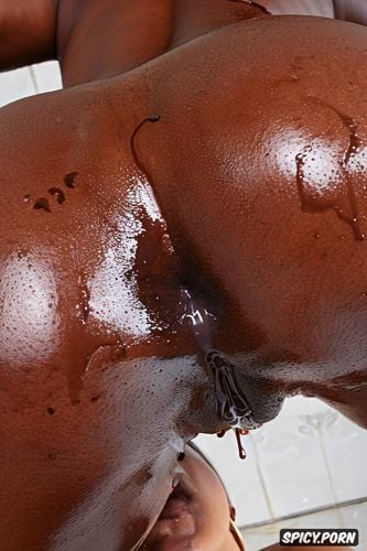 chocolate syrup on ass, facesitting ass ass licking chocolate syrup on face squatting in kitchen