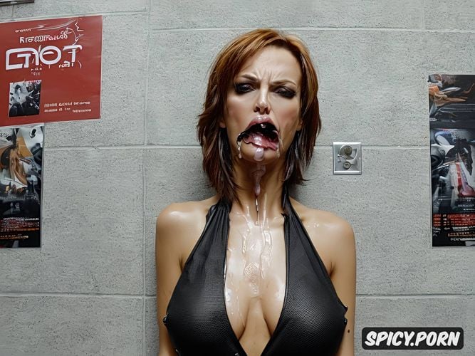 drooling and gagging, deauxma completely naked, dick outline visible in neck